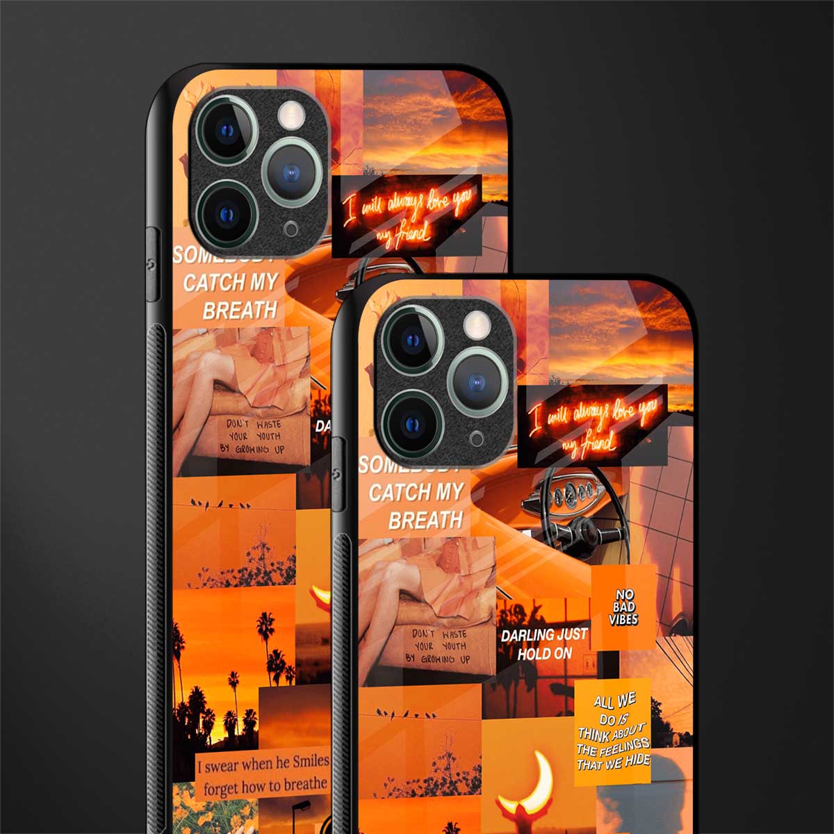 orange aesthetic glass case for iphone 11 pro image-2