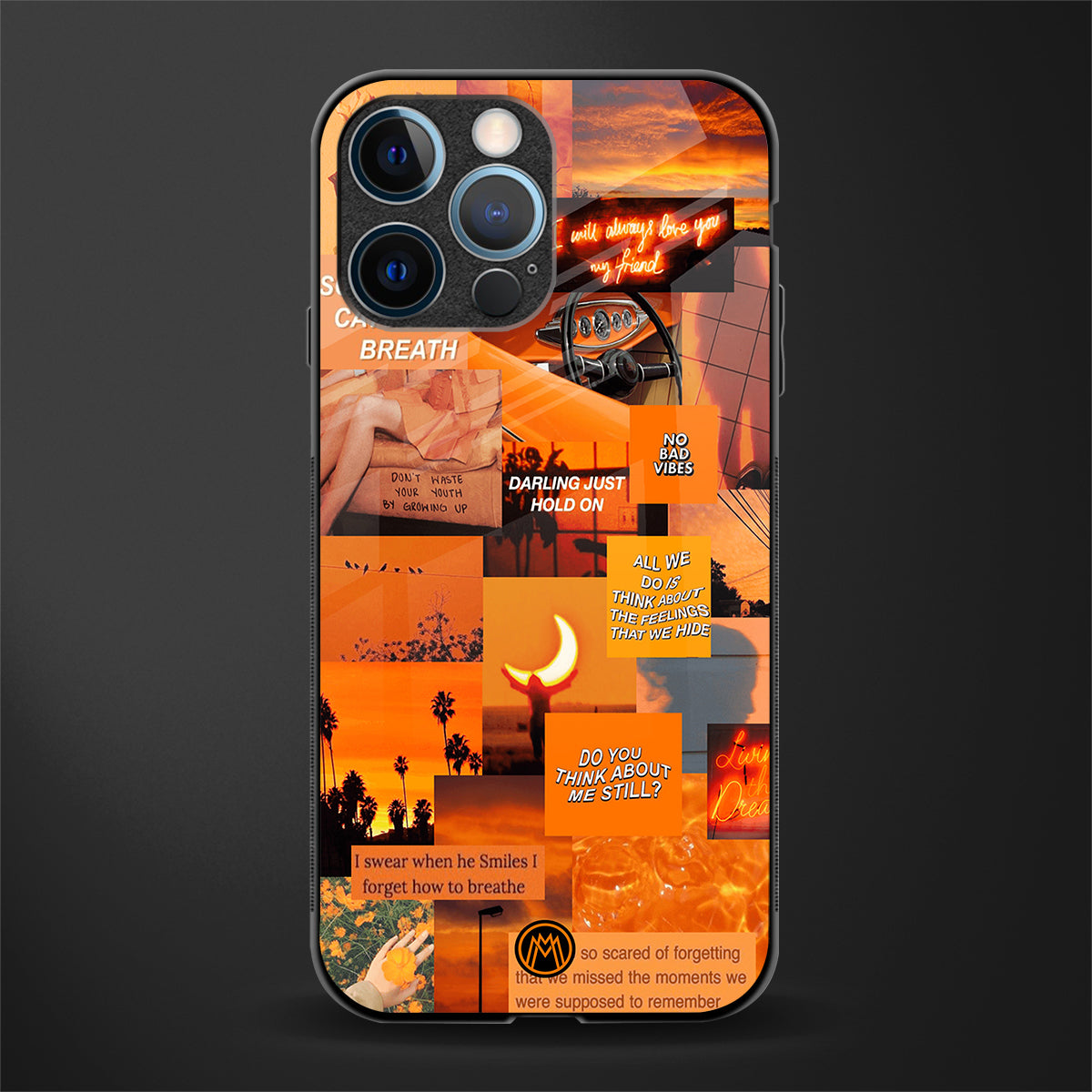 orange aesthetic glass case for iphone 12 pro image