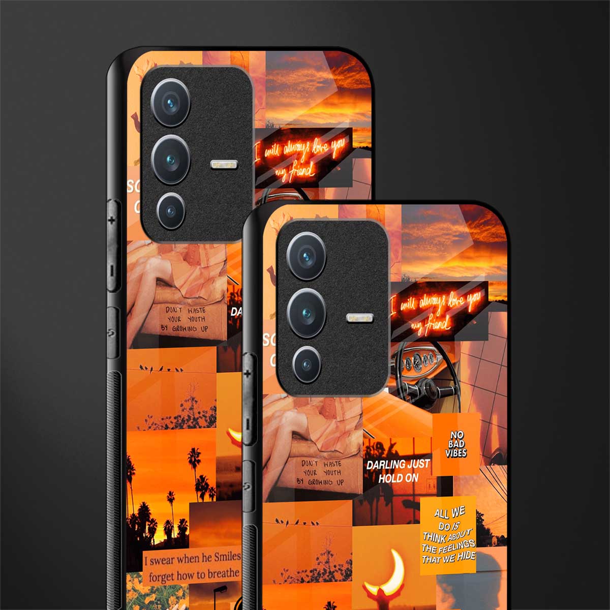 orange aesthetic glass case for vivo v23 5g image-2