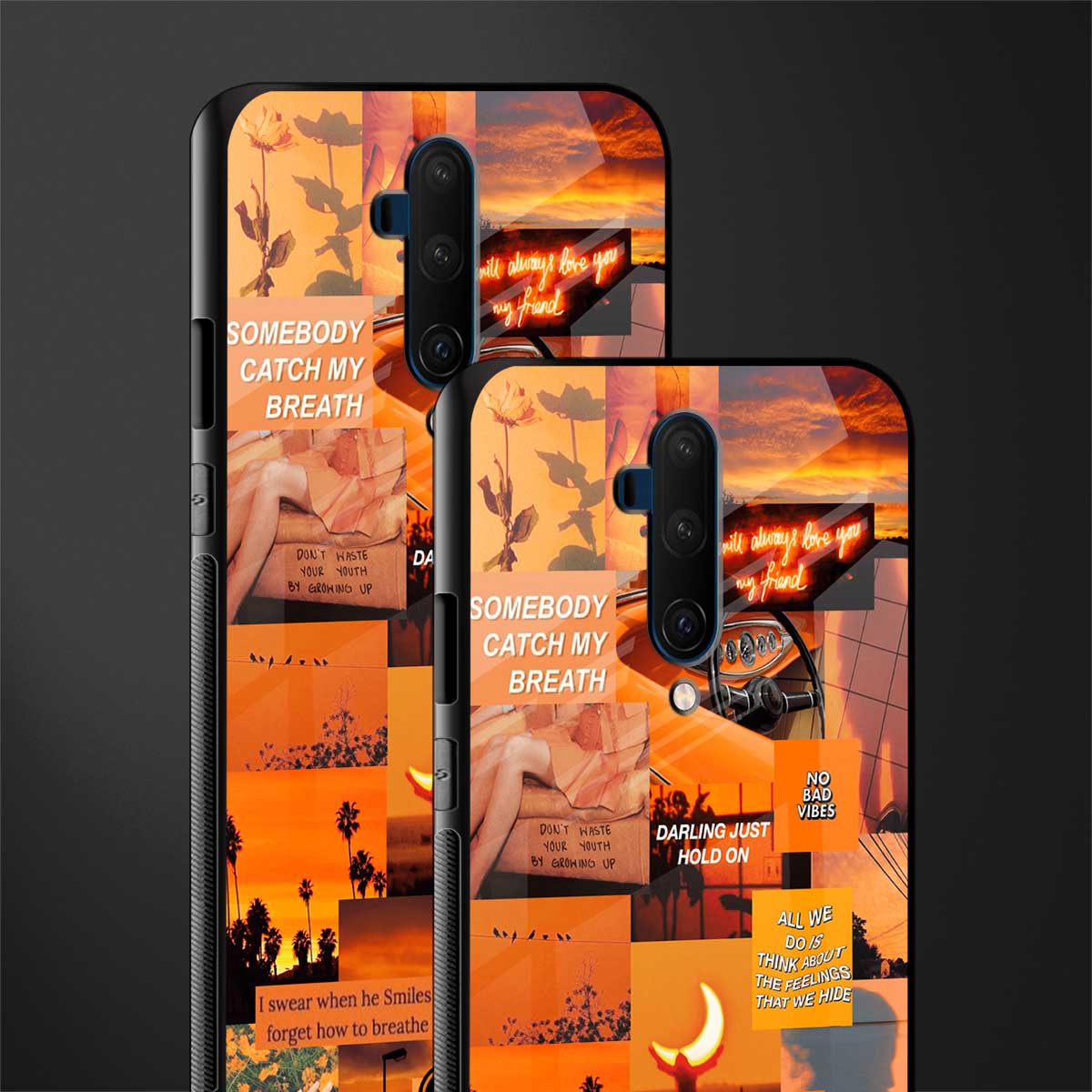 orange aesthetic glass case for oneplus 7t pro image-2