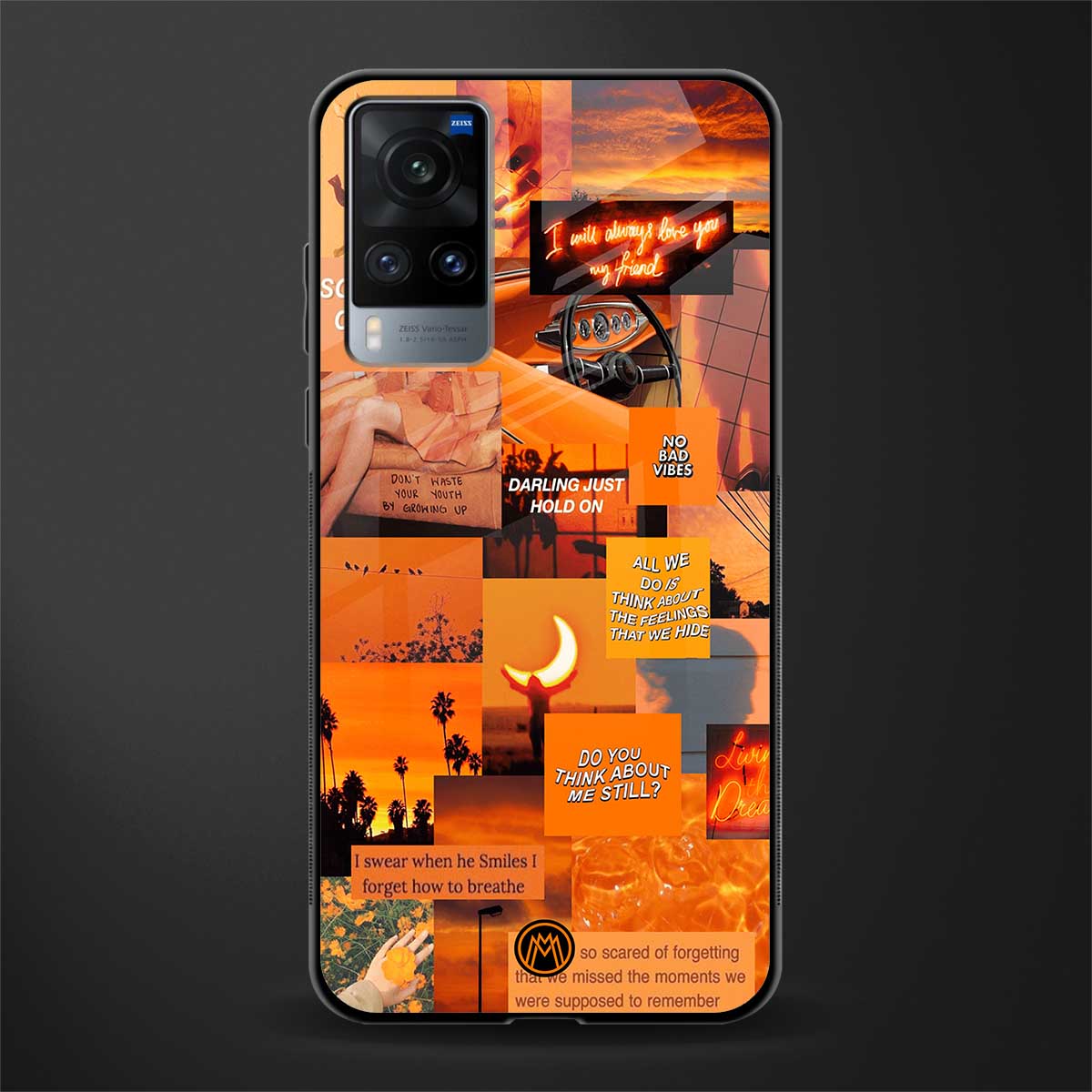 orange aesthetic glass case for vivo x60 image