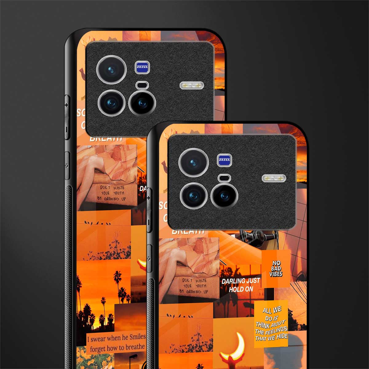 orange aesthetic glass case for vivo x80 image-2