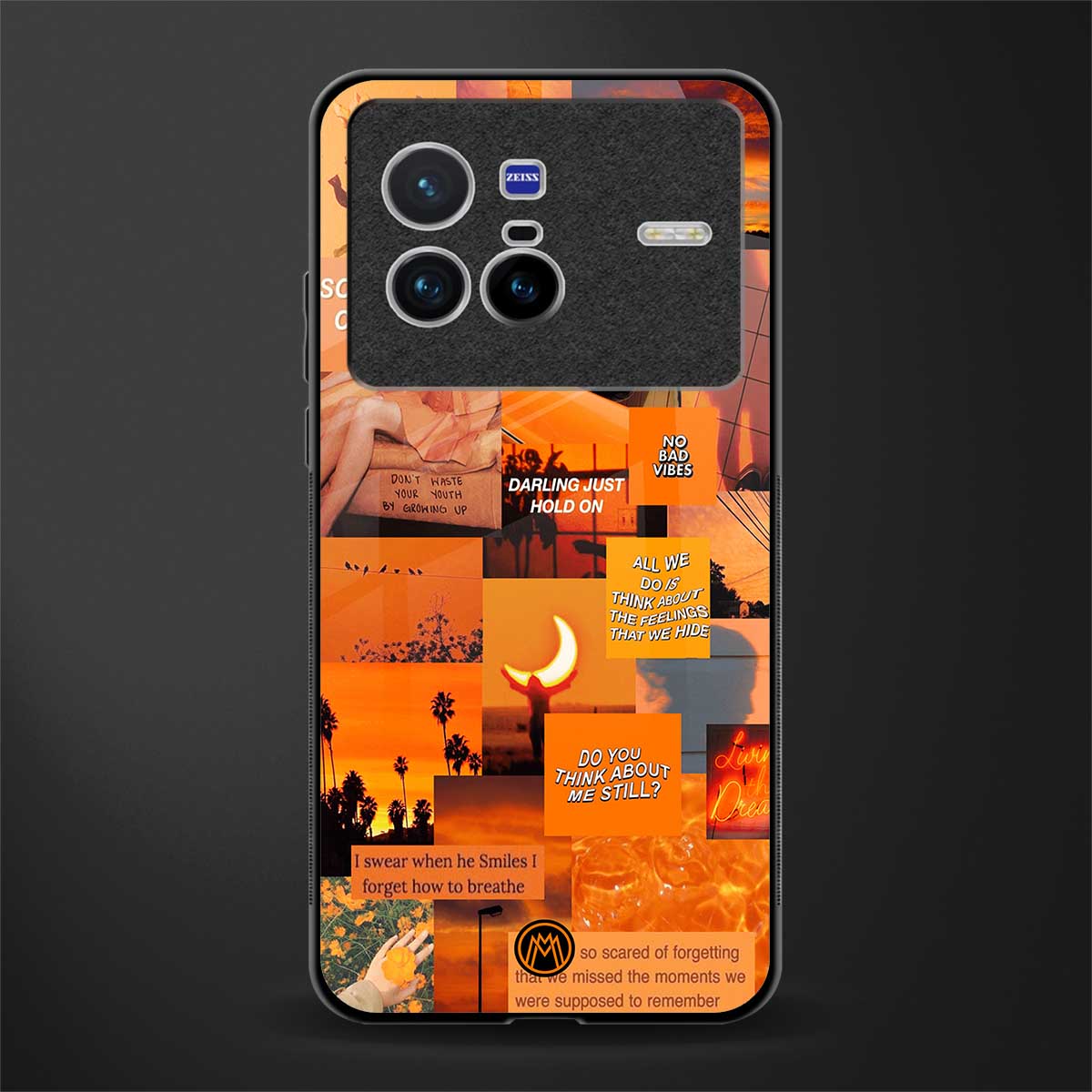orange aesthetic glass case for vivo x80 image