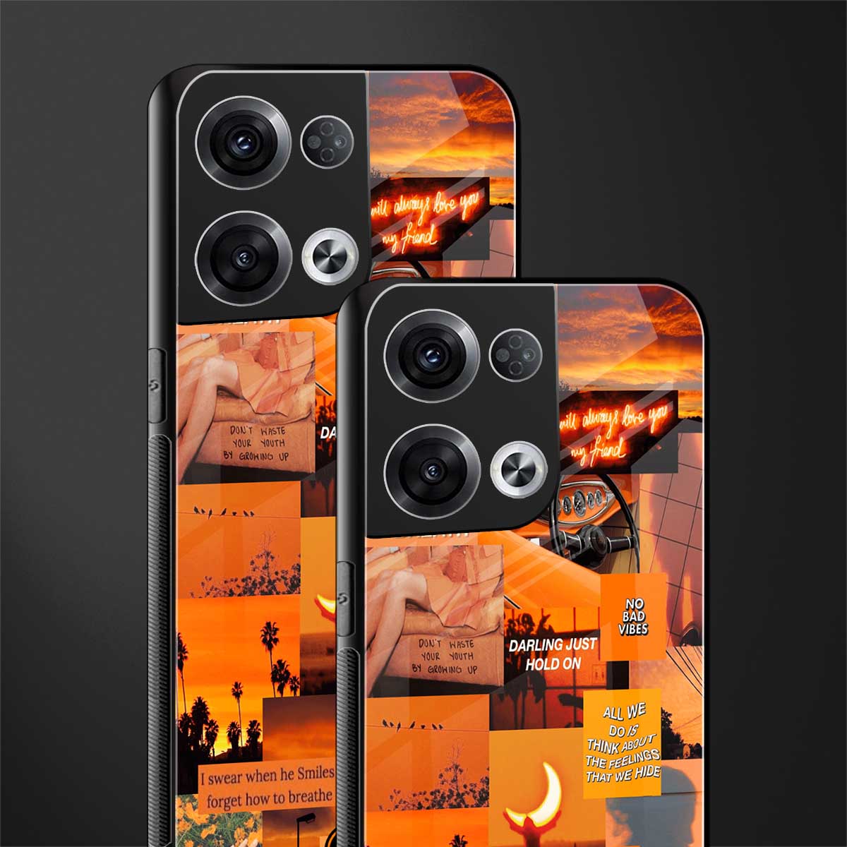 orange aesthetic back phone cover | glass case for oppo reno 8 pro