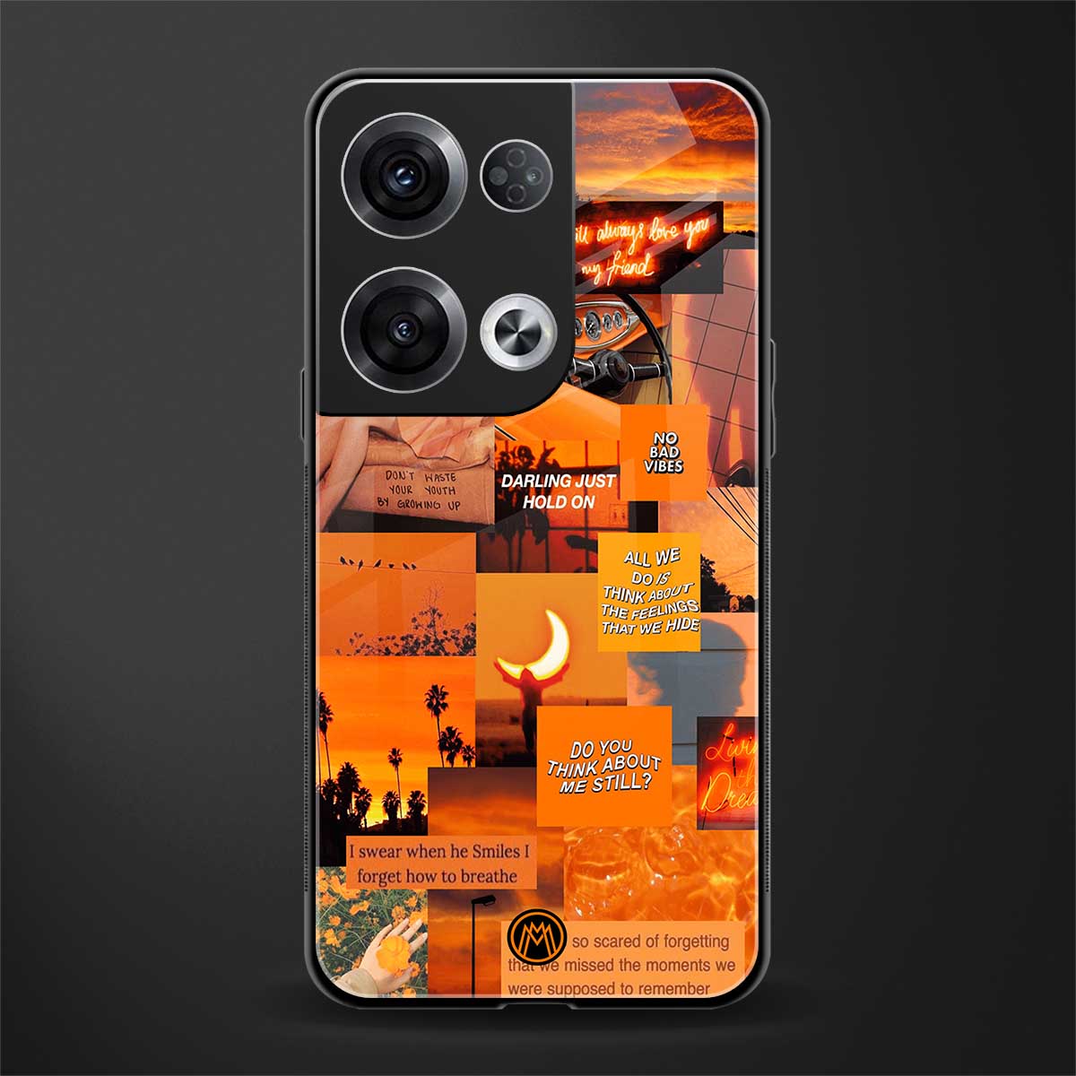 orange aesthetic back phone cover | glass case for oppo reno 8 pro
