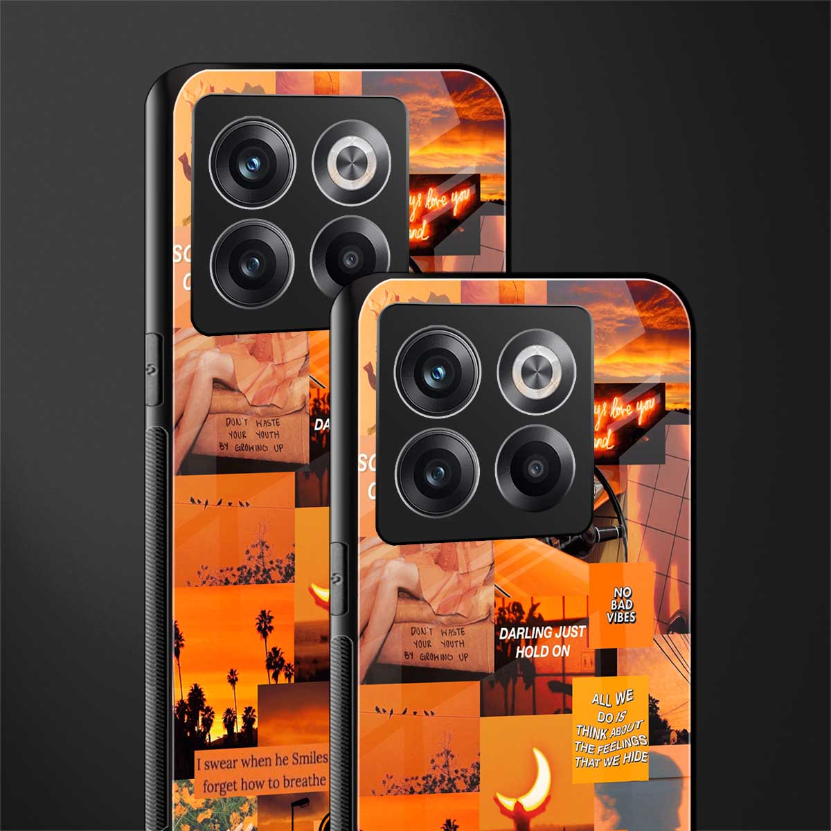 orange aesthetic back phone cover | glass case for oneplus 10t