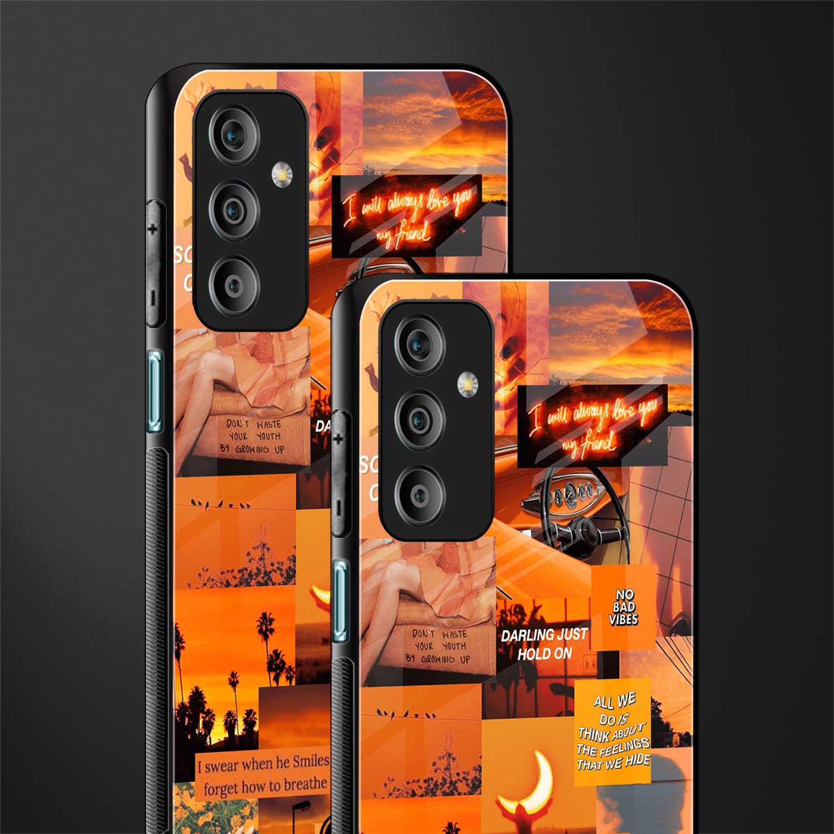 orange aesthetic back phone cover | glass case for samsung galaxy f23 5g