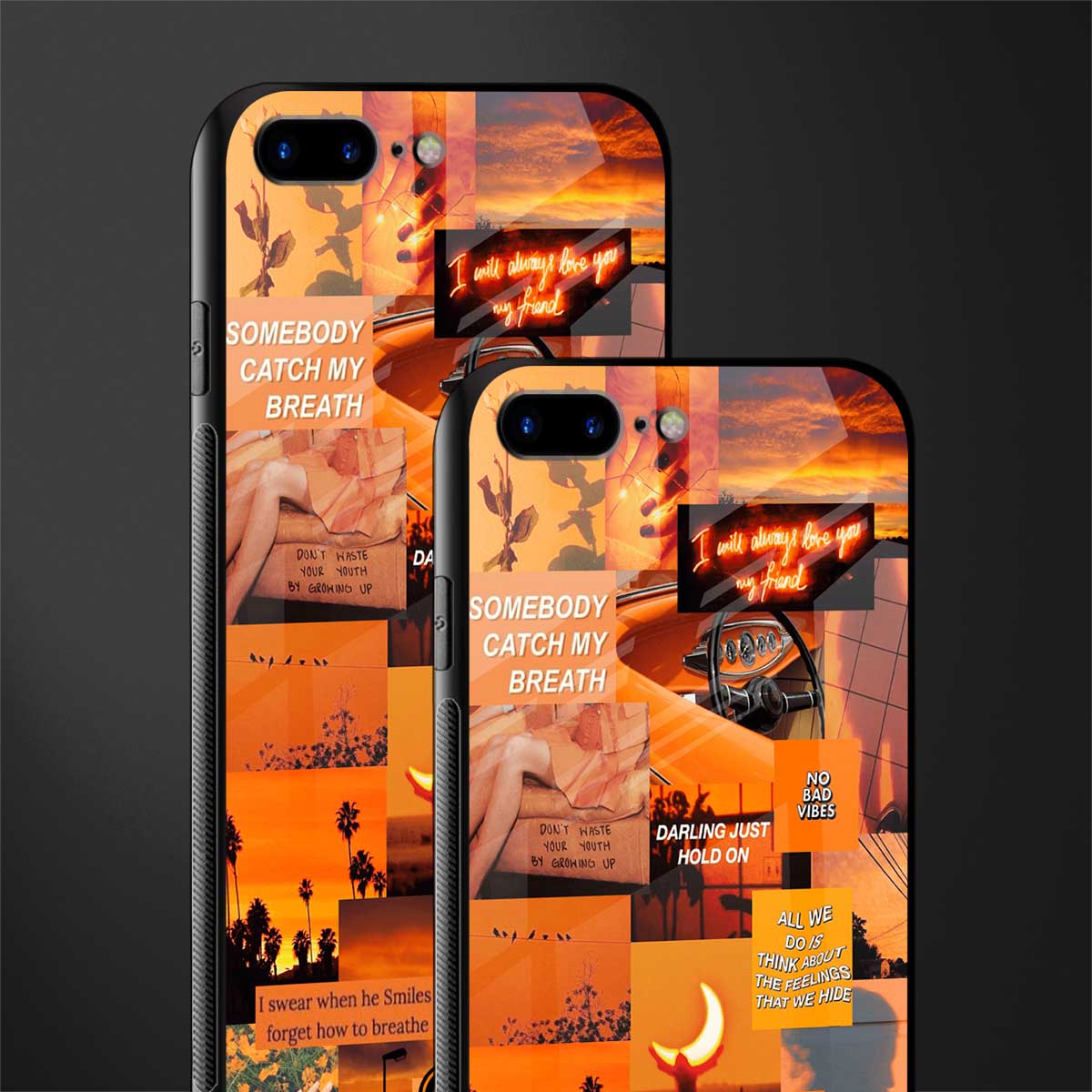 orange aesthetic glass case for iphone 7 plus image-2