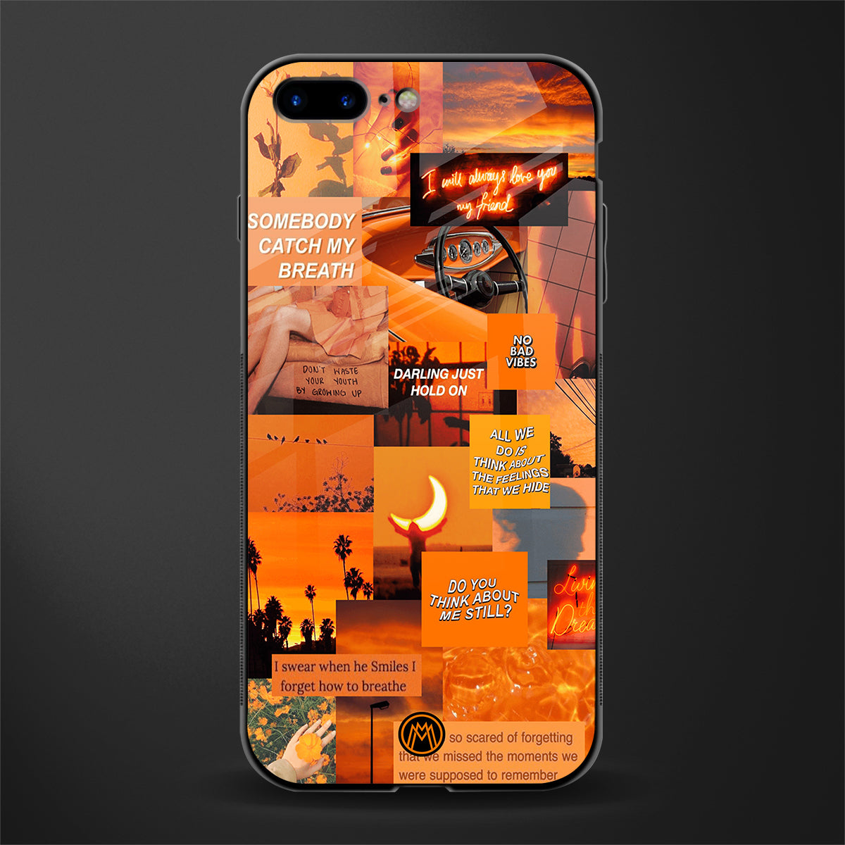 orange aesthetic glass case for iphone 7 plus image