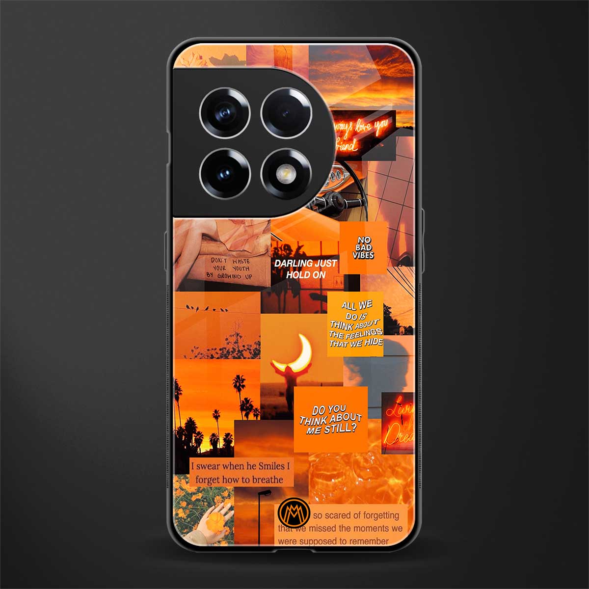 orange aesthetic back phone cover | glass case for oneplus 11r