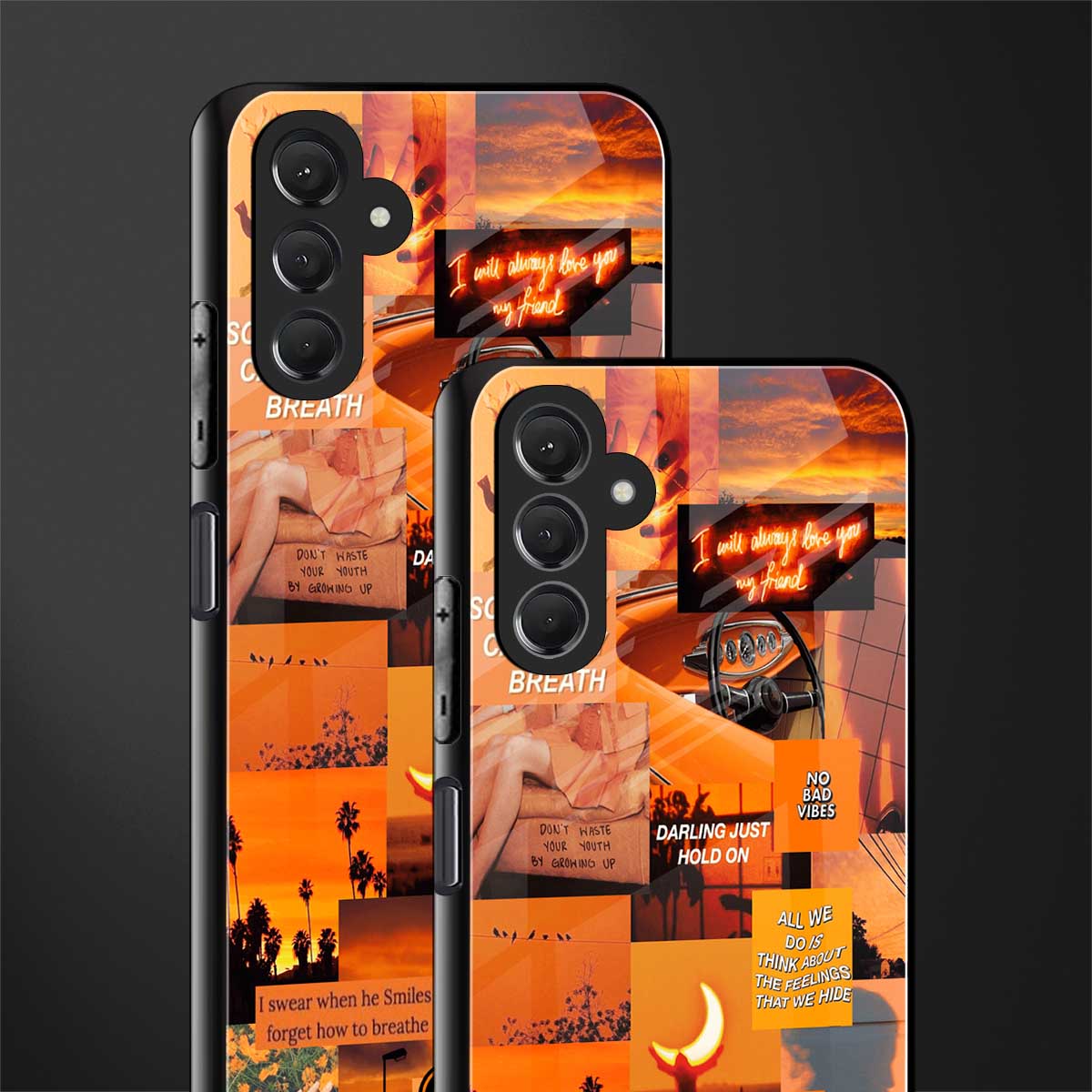orange aesthetic back phone cover | glass case for samsun galaxy a24 4g