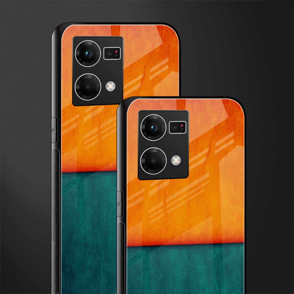 orange green back phone cover | glass case for oppo f21 pro 4g