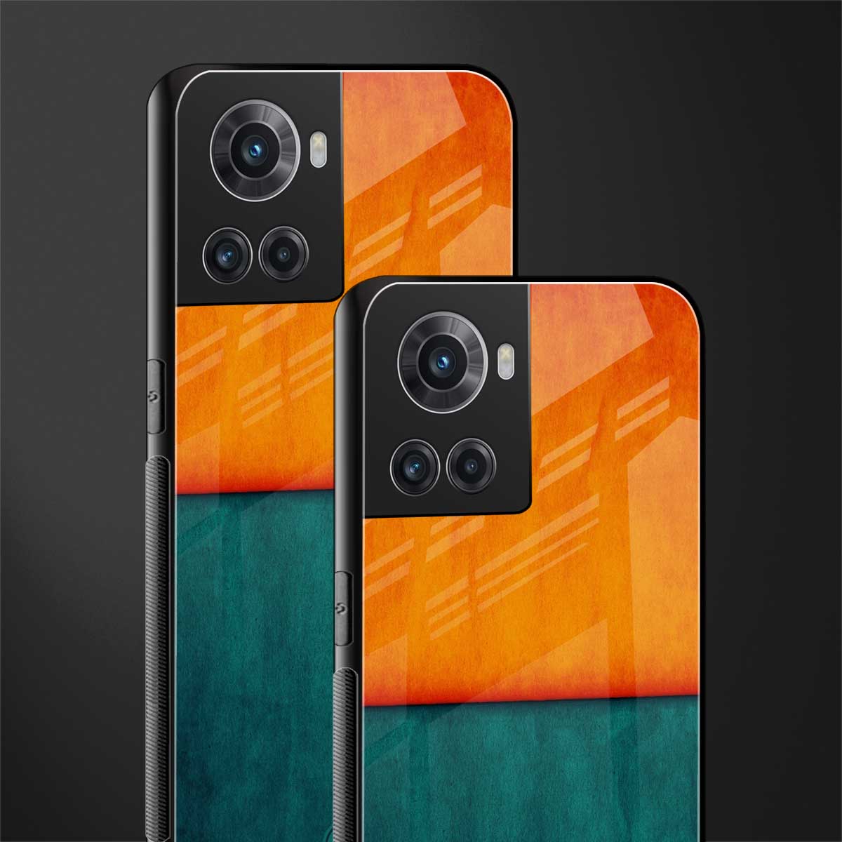orange green back phone cover | glass case for oneplus 10r 5g