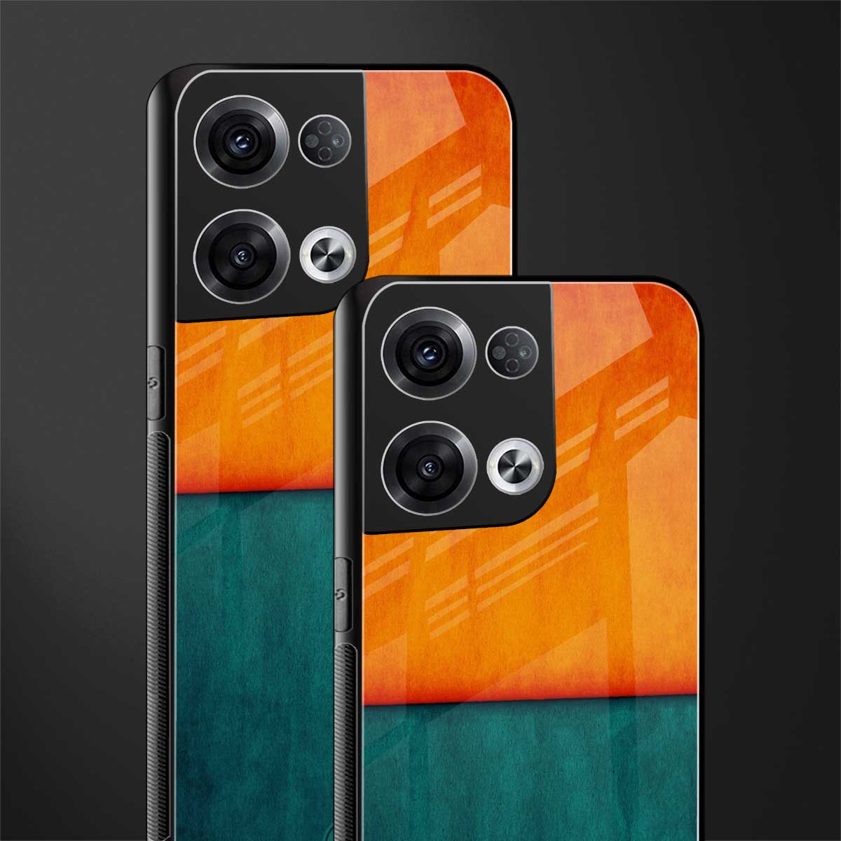 orange green back phone cover | glass case for oppo reno 8 pro