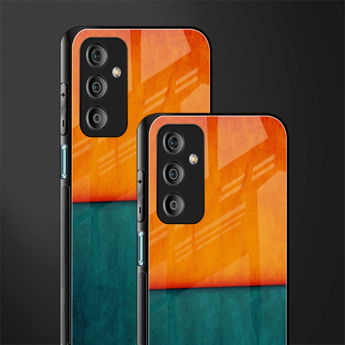 orange green back phone cover | glass case for samsung galaxy f23 5g