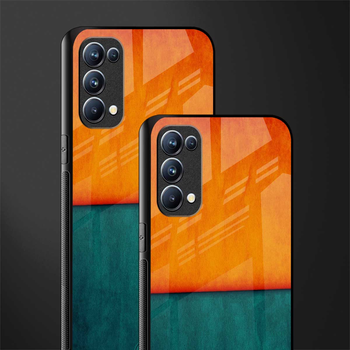orange green back phone cover | glass case for oppo reno 5