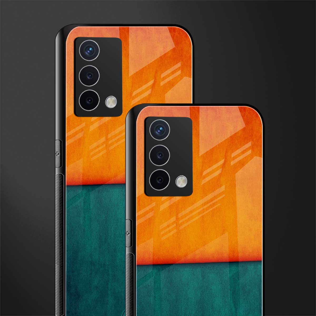 orange green back phone cover | glass case for oppo a74 4g