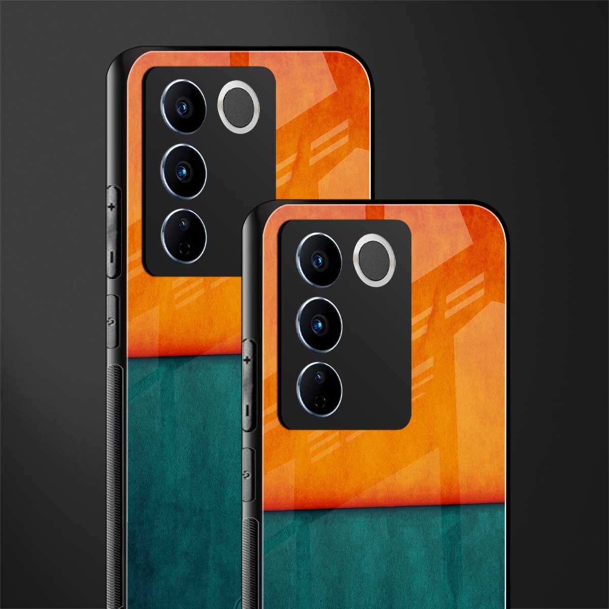 orange green back phone cover | glass case for vivo v27 pro 5g
