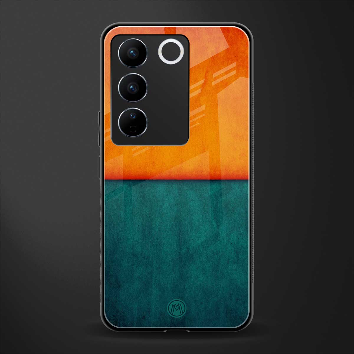 orange green back phone cover | glass case for vivo v27 pro 5g