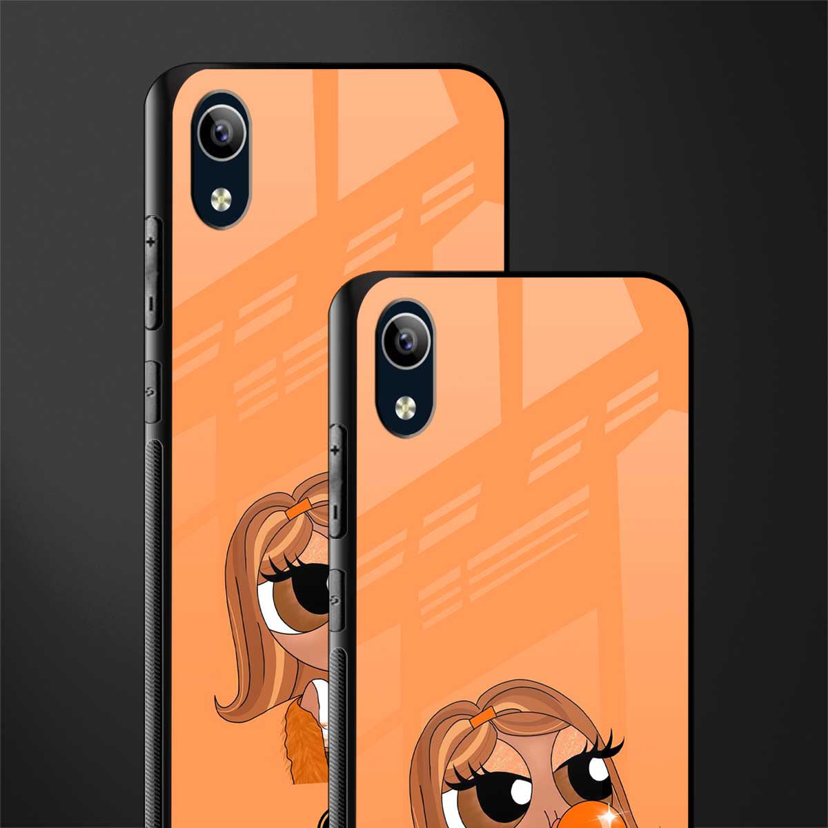 orange tote powerpuff girl glass case for vivo y1s without fingerprint image-2