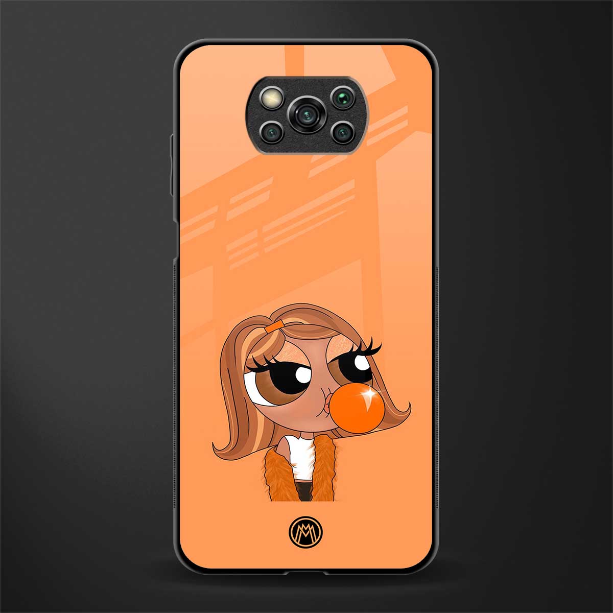 orange tote powerpuff girl glass case for poco x3 image