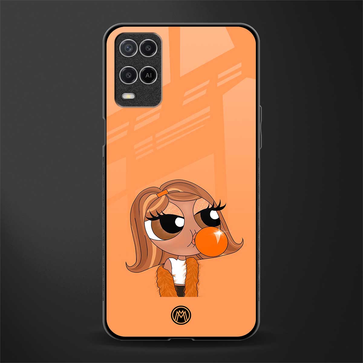 orange tote powerpuff girl glass case for oppo a54 image