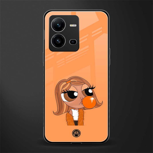 orange tote powerpuff girl back phone cover | glass case for vivo v25-5g