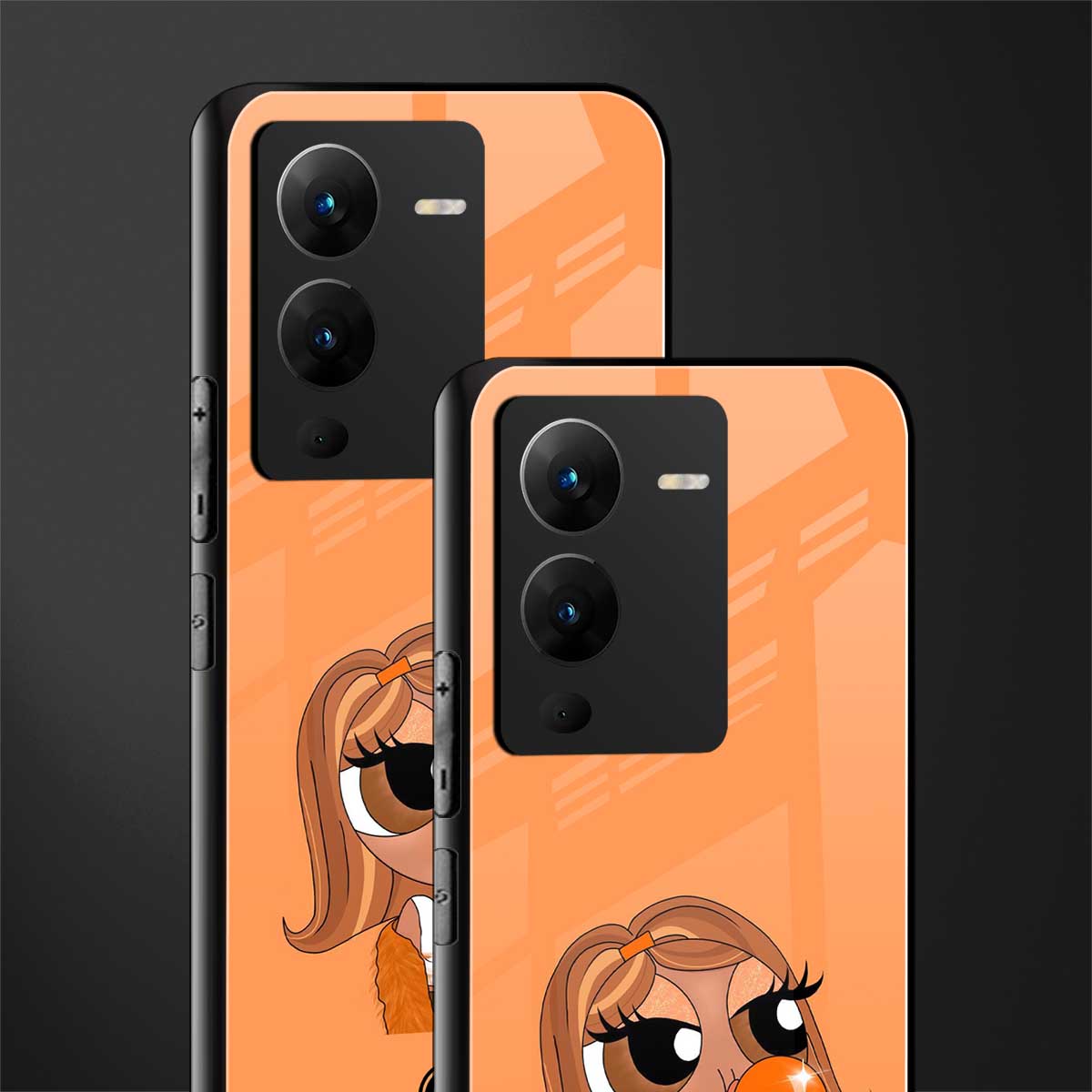 orange tote powerpuff girl back phone cover | glass case for vivo v25 pro 5g