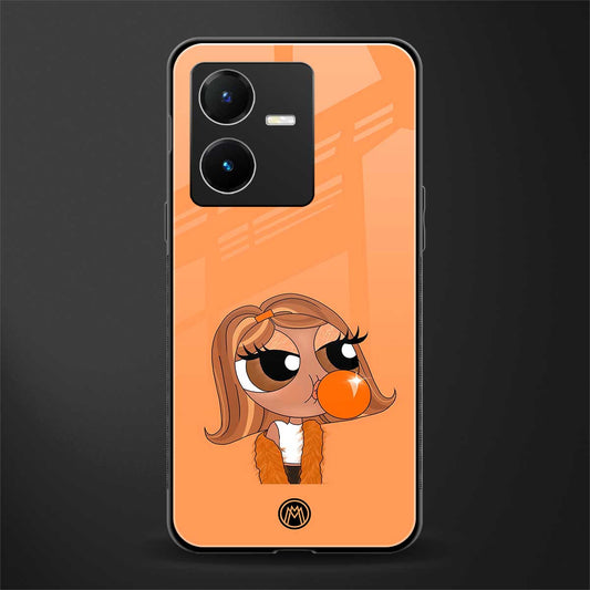 orange tote powerpuff girl back phone cover | glass case for vivo y22