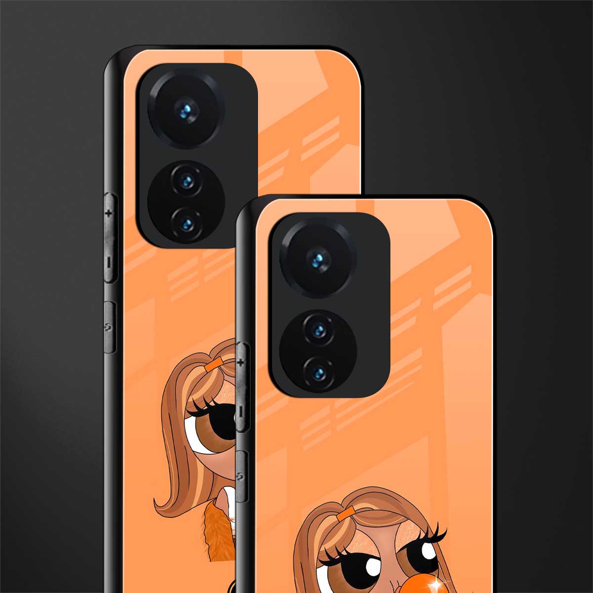 orange tote powerpuff girl back phone cover | glass case for vivo t1 44w 4g