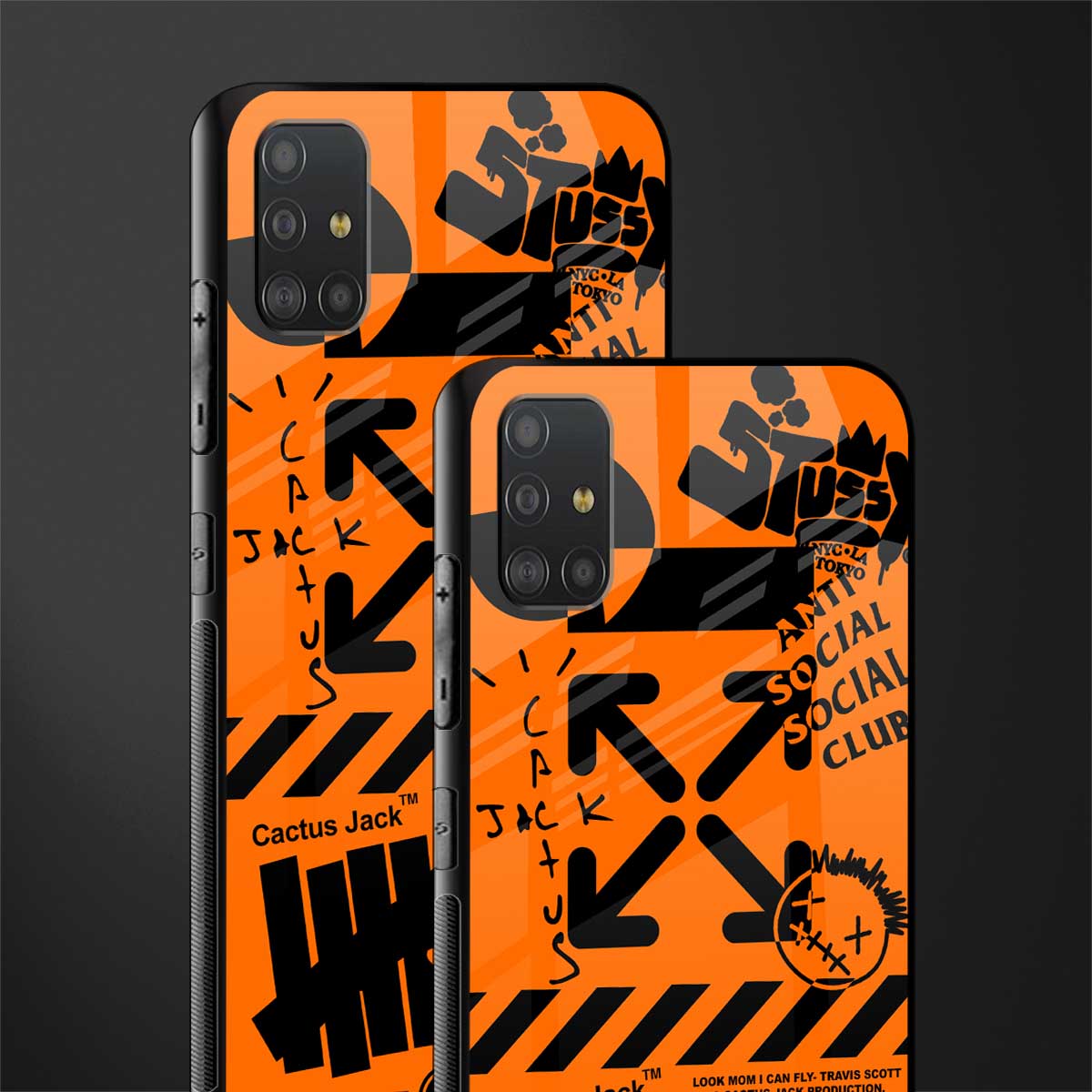 orange travis scott x anti social social club glass case for samsung galaxy a51 image-2