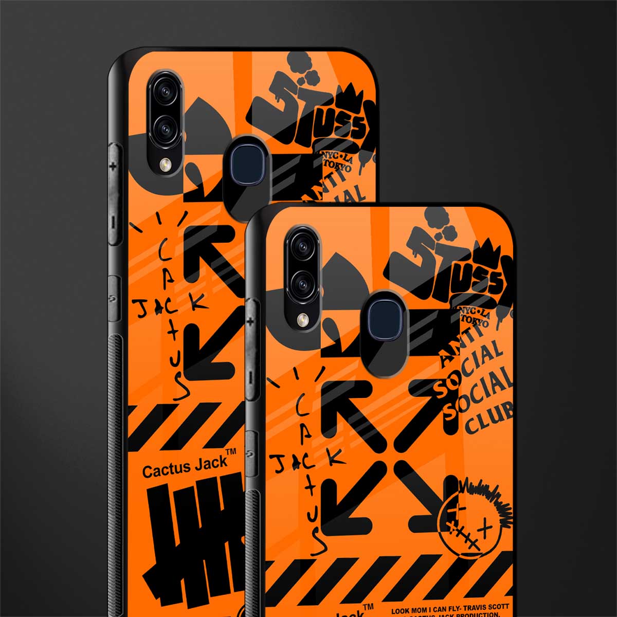 orange travis scott x anti social social club glass case for samsung galaxy a30 image-2