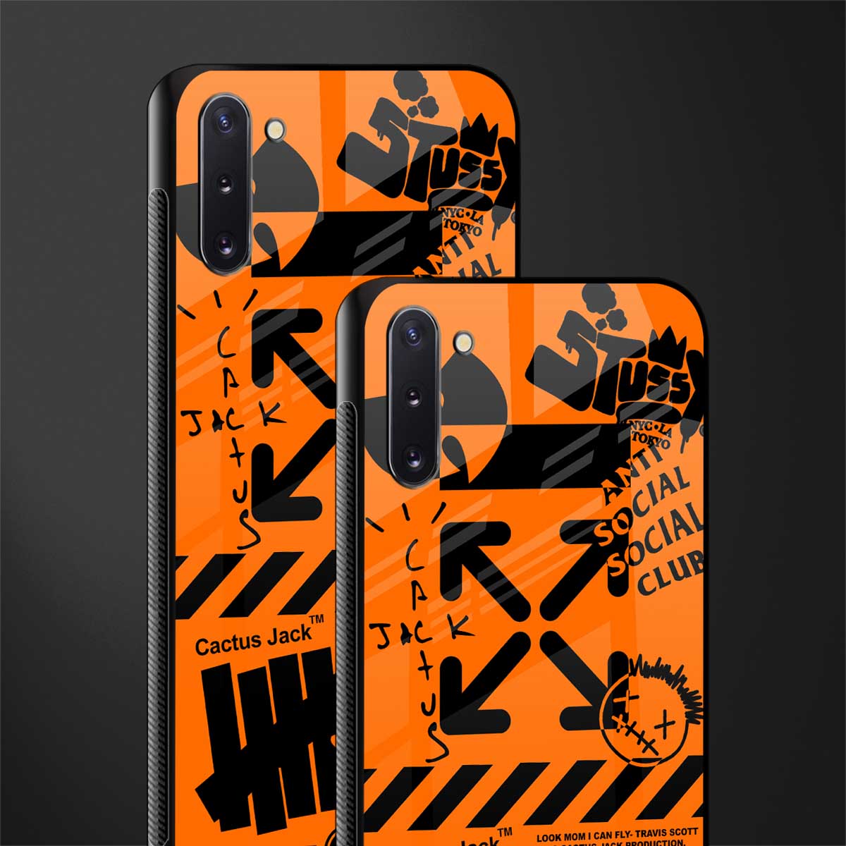 orange travis scott x anti social social club glass case for samsung galaxy note 10 image-2