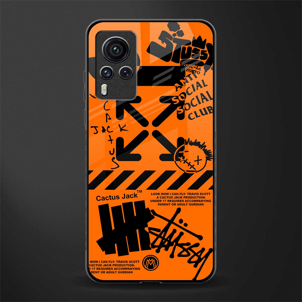 orange travis scott x anti social social club glass case for vivo x60 pro image