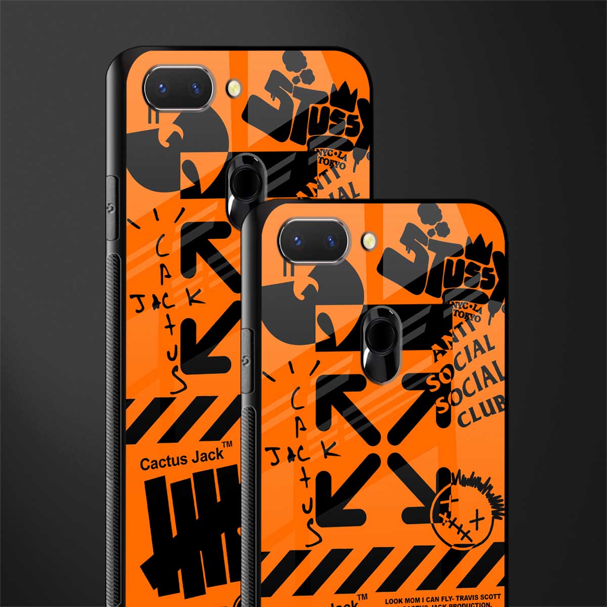 orange travis scott x anti social social club glass case for oppo a5 image-2