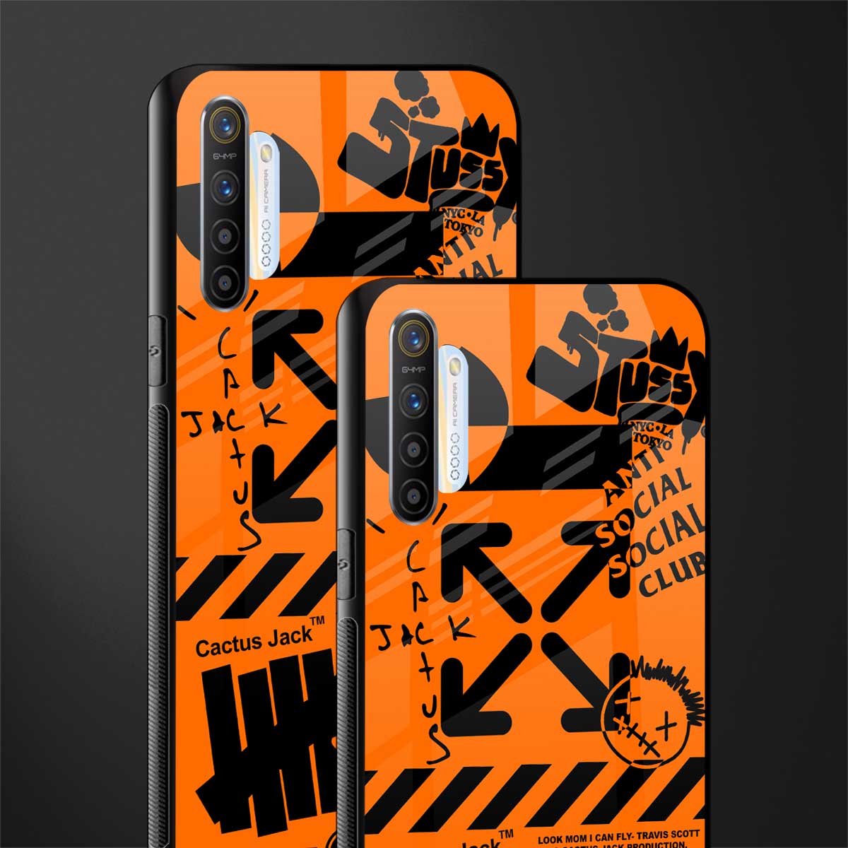 orange travis scott x anti social social club glass case for realme x2 image-2