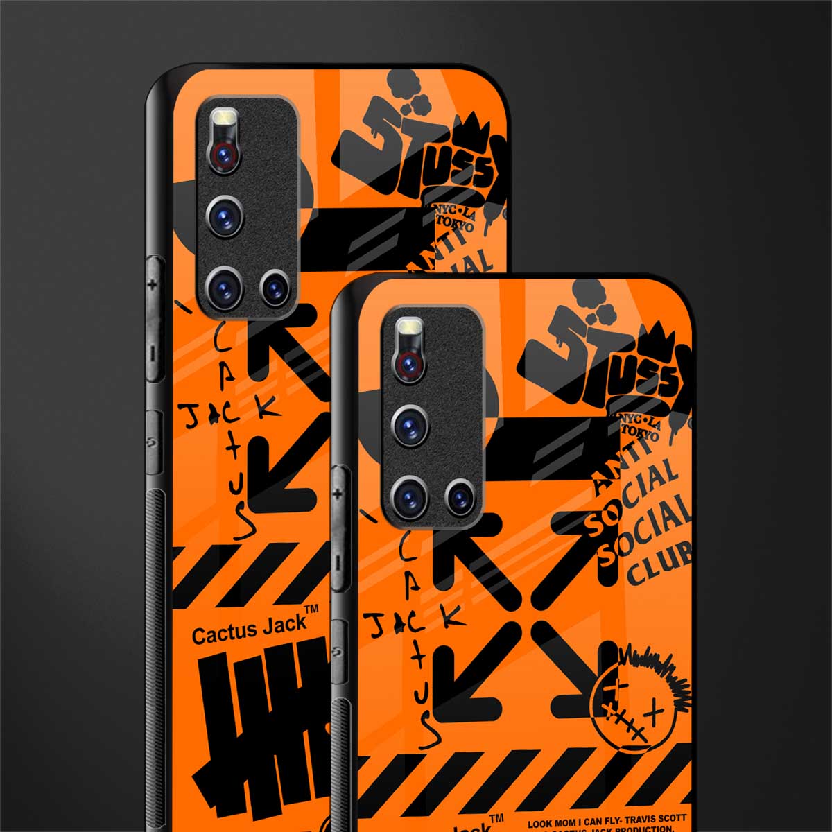 orange travis scott x anti social social club glass case for vivo v19 image-2