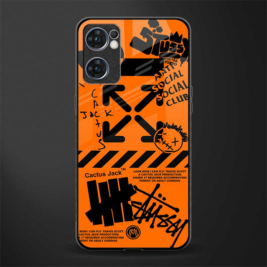 orange travis scott x anti social social club glass case for oppo reno7 5g image