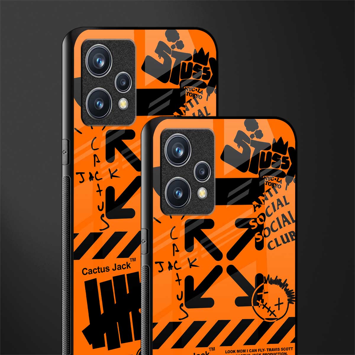orange travis scott x anti social social club glass case for realme 9 4g image-2