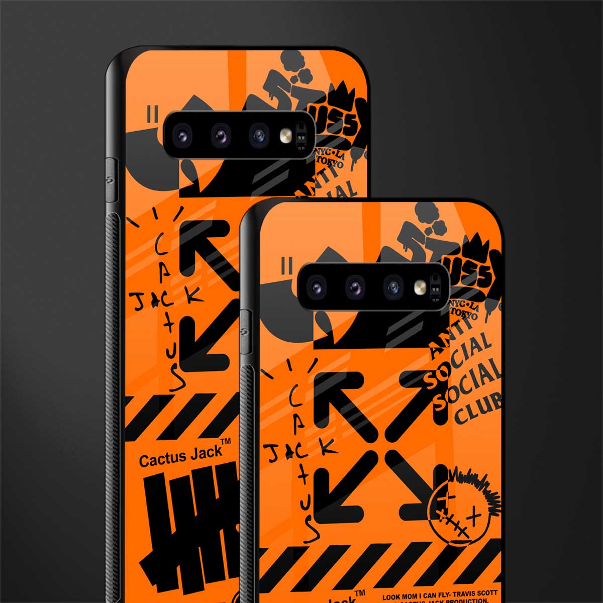orange travis scott x anti social social club glass case for samsung galaxy s10 image-2