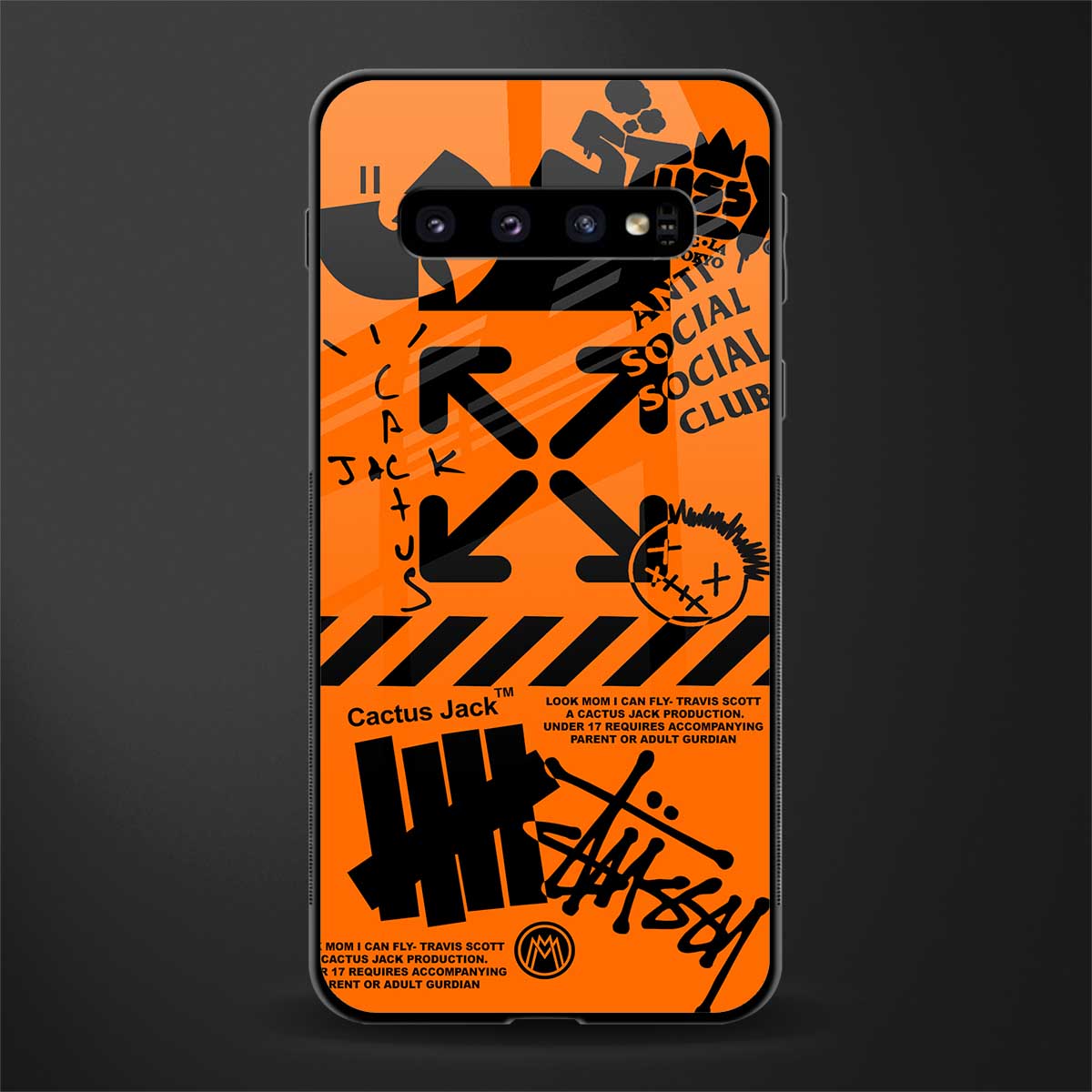 orange travis scott x anti social social club glass case for samsung galaxy s10 plus image
