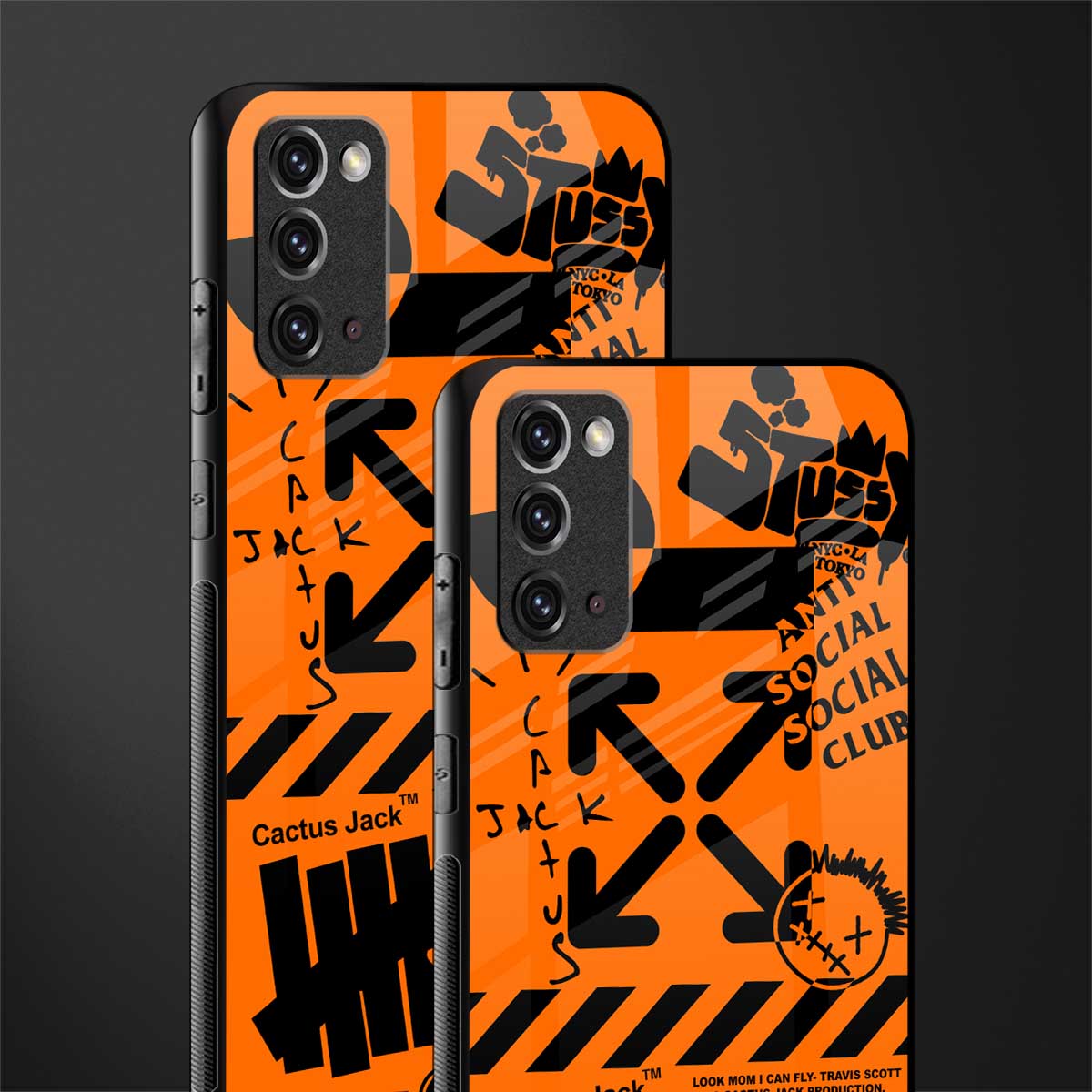 orange travis scott x anti social social club glass case for samsung galaxy note 20 image-2