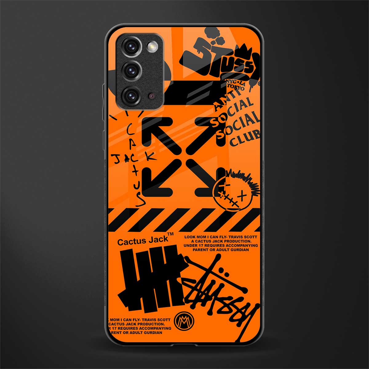 orange travis scott x anti social social club glass case for samsung galaxy note 20 image