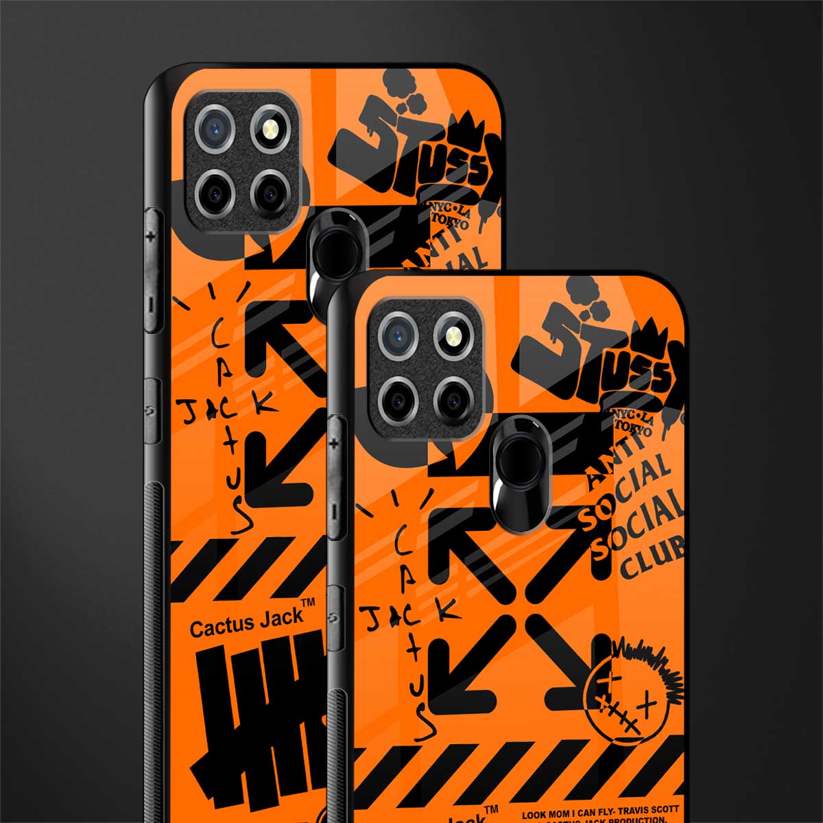 orange travis scott x anti social social club glass case for realme narzo 30a image-2