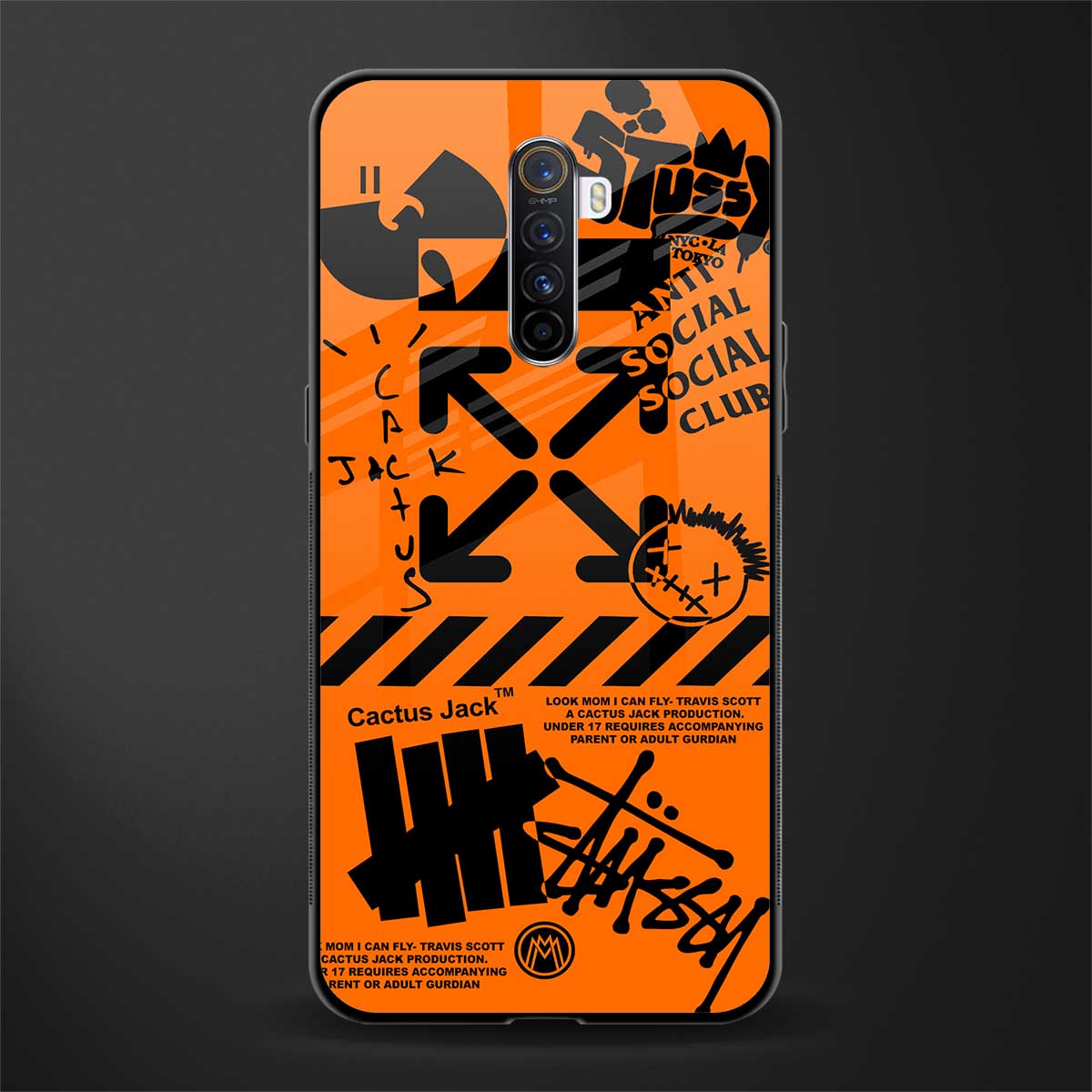 orange travis scott x anti social social club glass case for realme x2 pro image