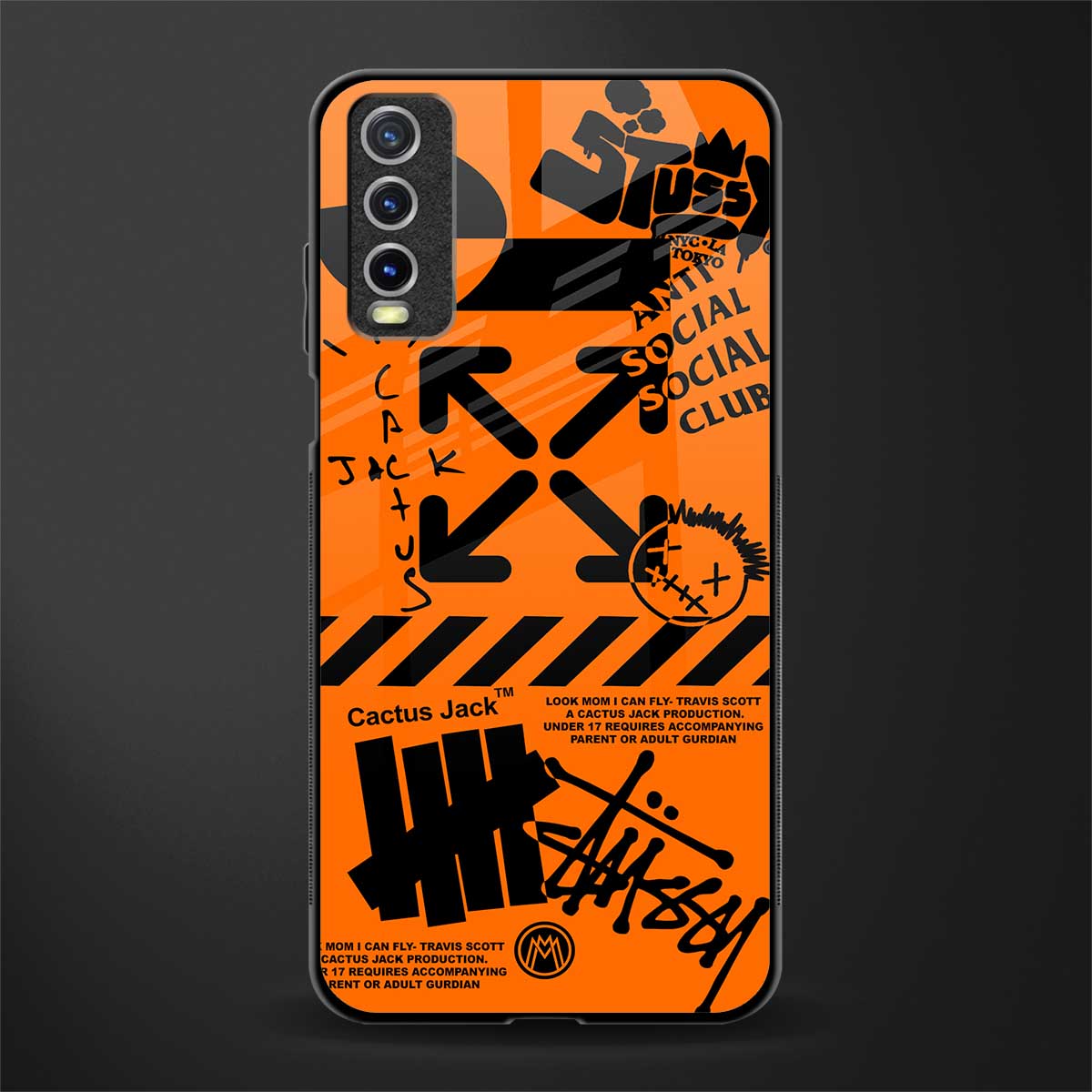 orange travis scott x anti social social club glass case for vivo y20 image