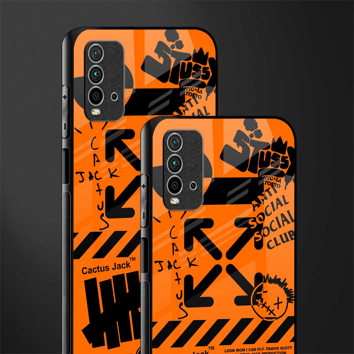orange travis scott x anti social social club glass case for redmi 9 power image-2