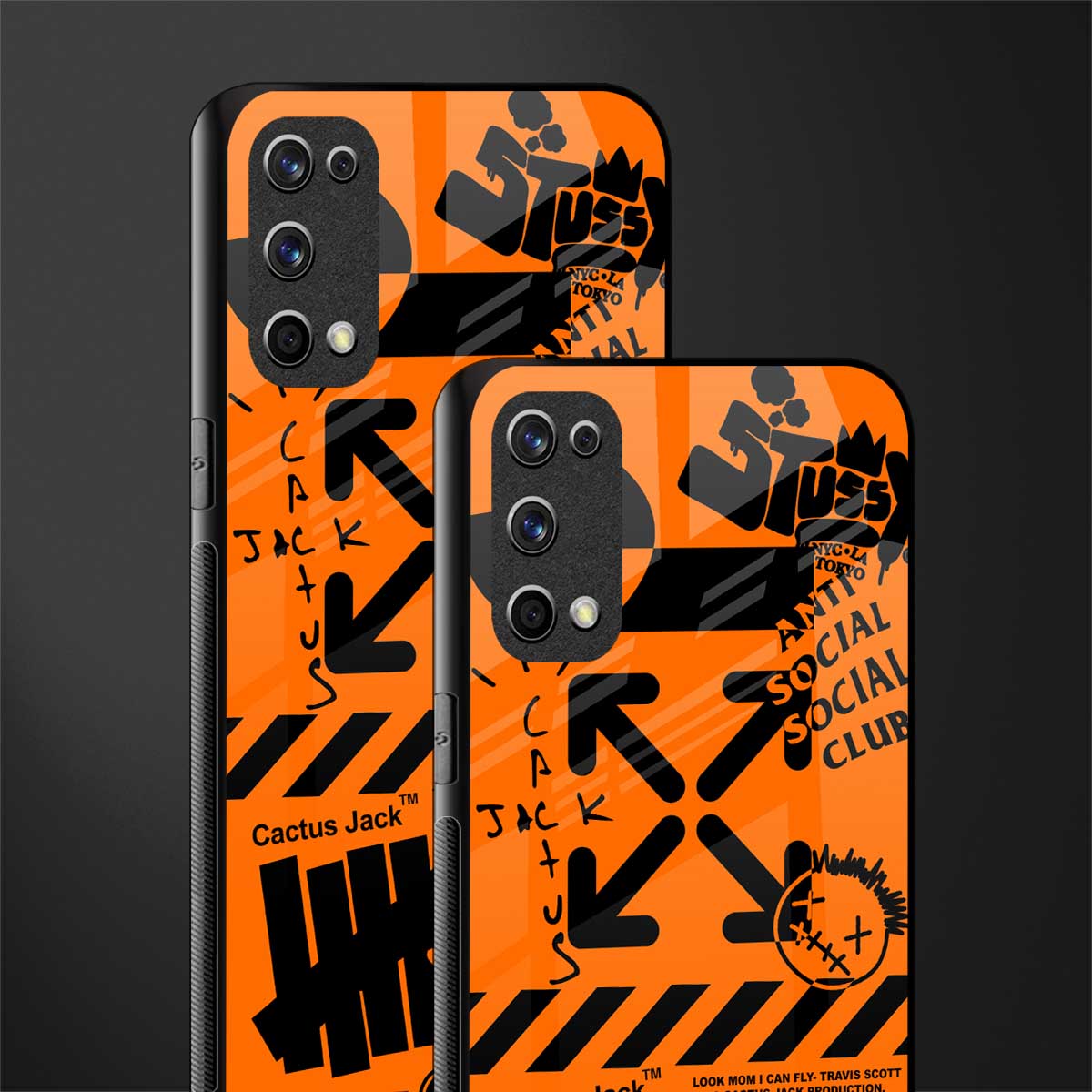 orange travis scott x anti social social club glass case for realme x7 pro image-2