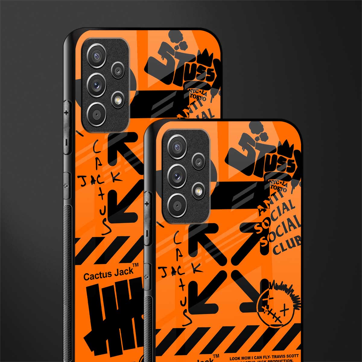 orange travis scott x anti social social club glass case for samsung galaxy a72 image-2