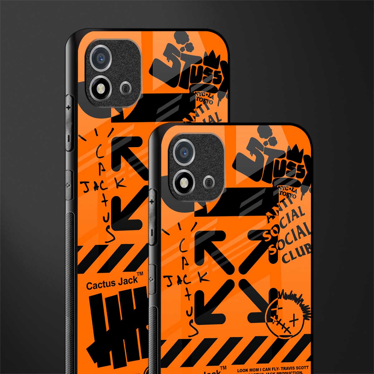 orange travis scott x anti social social club glass case for realme c20 image-2